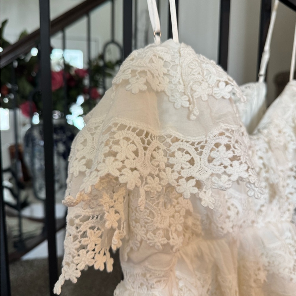 Lace Ruffle Maxi Dress in Ivory - Picture 4 of 11